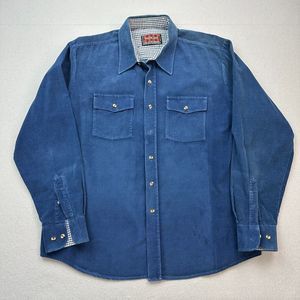 Vintage Woodland Shirt Adult XL Blue Corduroy Long Sleeve Outdoors Work Wear Men